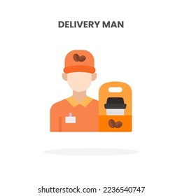 Delivery Man icon flat. Vector illustration on white background. Can used for web, app, digital product, presentation, UI and many more.