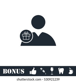 Delivery man icon flat. Vector illustration symbol and bonus pictogram