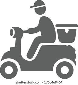 Delivery man icon, gray vector graphics