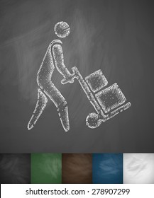 delivery man icon. Hand drawn vector illustration. Chalkboard Design