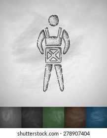 delivery man icon. Hand drawn vector illustration. Chalkboard Design