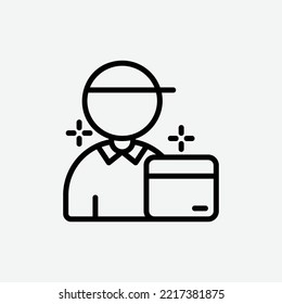  icono del repartidor, aislado icono del contorno logístico en fondo gris claro, perfecto para sitio web, blog, logotipo, diseño gráfico, medios sociales, interfaz de usuario, aplicación móvil