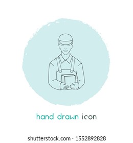 Delivery man icon line element. Vector illustration of delivery man icon line isolated on clean background for your web mobile app logo design.