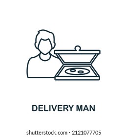 Delivery Man icon. Line element from take away collection. Linear Delivery Man icon sign for web design, infographics and more.