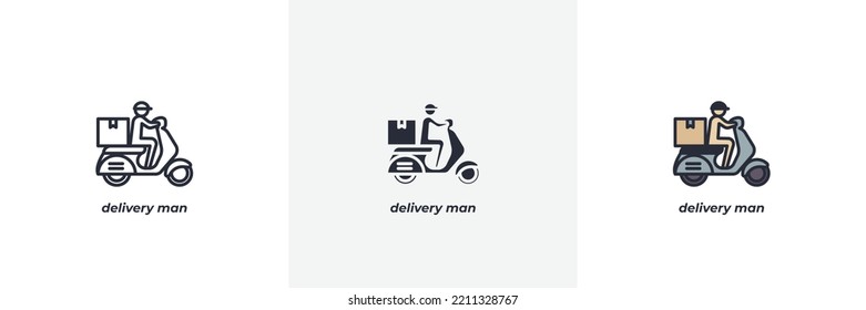 delivery man icon. Line, solid and filled outline colorful version, outline and filled vector sign. Idea Symbol, logo illustration. Vector graphics