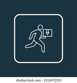 Delivery man icon line symbol. Premium quality isolated courier element in trendy style.