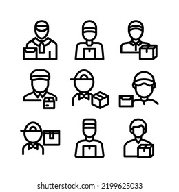 icono del hombre de entrega o logotipo símbolo de signo aislado ilustración vectorial - Colección de iconos vectoriales de estilo negro de alta calidad
