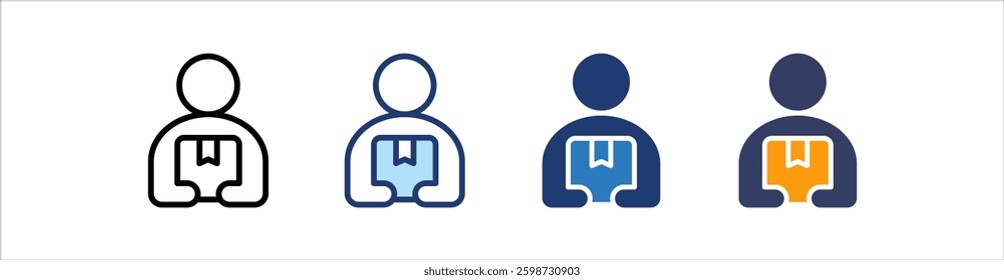 Delivery Man Icon Set Multiple Style Collection