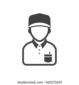 Delivery man icon in single grey color.