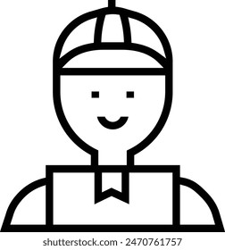 delivery man icon. Thin linear style design isolated on white background