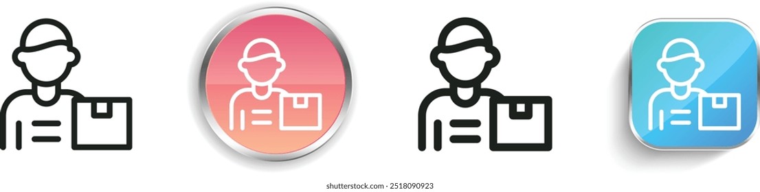 delivery man icon. Thin Linear, Regular and Button Style Design Isolated On White Background