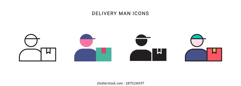 delivery man icon vector with different style design. isolated on white background