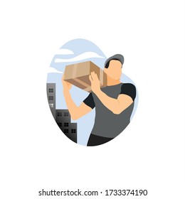 Delivery Man icon vector illustration. Delivery man with boxes