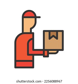 Delivery Man Icon vector image. Suitable for mobile apps, web apps and print media.