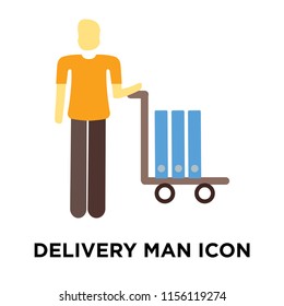 Delivery man icon vector isolated on white background, Delivery man transparent sign