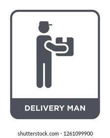 delivery man icon vector on white background, delivery man trendy filled icons from Delivery and logistic collection, delivery man simple element illustration
