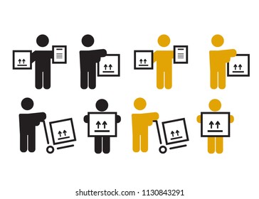 Delivery man icons. Delivery box vector icons