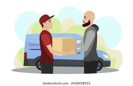 Delivery man illustration. Fast delivery. Delivery service.