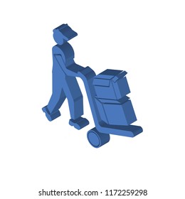 Delivery Man isometric left top view 3D icon