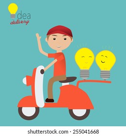 The delivery man with light bulbs for idea