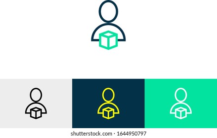 delivery man line art vector icon - ui icon vector