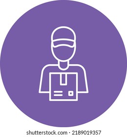 Imagen vectorial de icono de círculo de línea de hombre de entrega. También se puede usar para aplicaciones web, aplicaciones móviles y medios impresos.