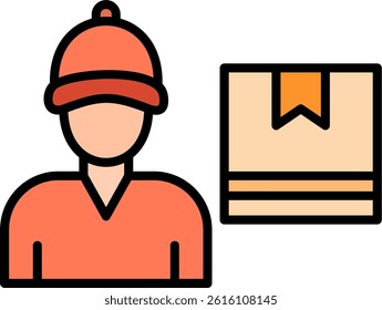 Delivery Man Line Filled Vector Icon Design