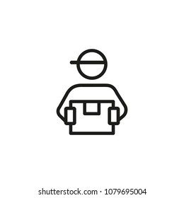 Delivery man line icon. Courier, package, service. Occupation concept. Can be used for topics like shipping, logistics, mailing.