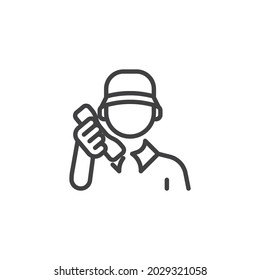 Delivery man line icon. linear style sign for mobile concept and web design. Courier man outline vector icon. Symbol, logo illustration. Vector graphics