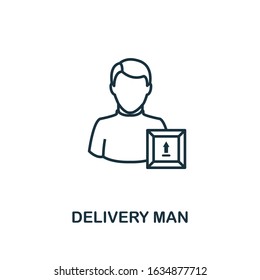 Delivery Man line icon. Thin design style from logistics delivery icon collection. Simple delivery man icon for infographics and templates.