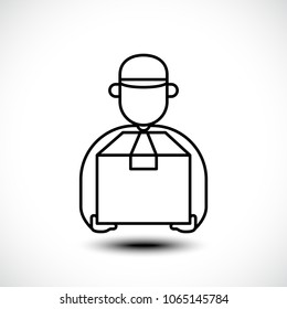 Delivery man line icon. Vector illustration