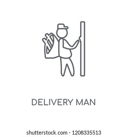 Delivery Man linear icon. Delivery Man concept stroke symbol design. Thin graphic elements vector illustration, outline pattern on a white background, eps 10.