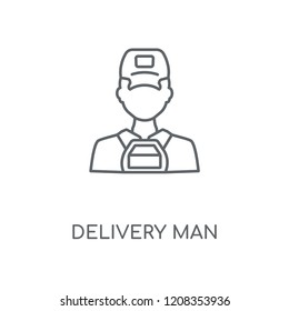 Delivery man linear icon. Delivery man concept stroke symbol design. Thin graphic elements vector illustration, outline pattern on a white background, eps 10.