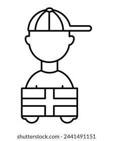 Delivery man linear icon in flat style. Employee of the company, delivery service. EPS10

