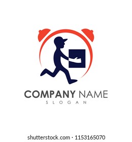 delivery man logo,  courier logo template,  on time delivery icon