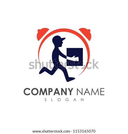 delivery man logo,  courier logo template,  on time delivery icon