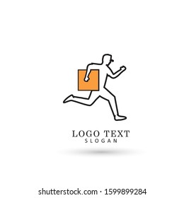 Delivery Man Logo. Symbol & Icon Vector Template.