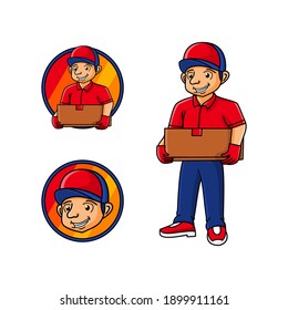 Delivery Man Mascot Logo Vector 

With 3 Option