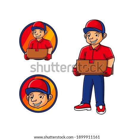 Delivery Man Mascot Logo Vector 

With 3 Option
