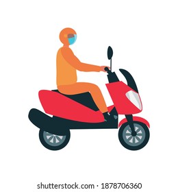 delivery man with mask helmet and suit vector illustration