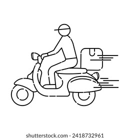Delivery man with motorcycle icon symbol, Isolated on white background. Vector illustration design.