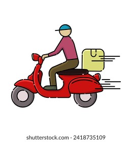Delivery man with motorcycle icon symbol. Isolated on white background.