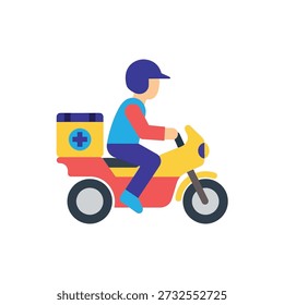 Delivery Man on Motorcycle, Design plano, Estilo isométrico, Uso de comércio eletrônico