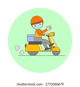 Hombre de paro en motocicleta nuevo