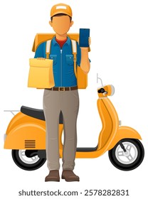 delivery man on scooter courier service vector illustration isolated on white background
