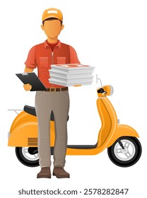 delivery man on scooter courier service vector illustration isolated on white background