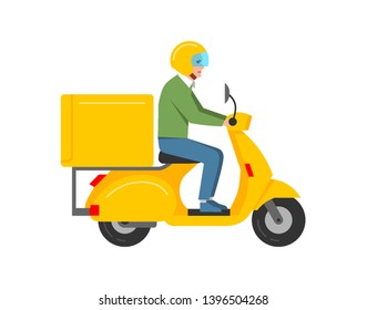 Delivery Man On Scooter Isolated On Stock Vector (Royalty Free ...