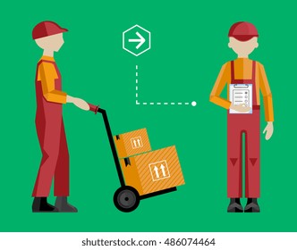 Delivery man on the work isolated vector illustration