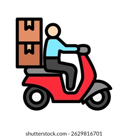 Delivery Man outline color, mini illustration icon. use for modern concept, print, UI, UX kit, web and app development. Vector related to sales, logistic and ecommerce

