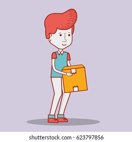 delivery man with package box distribution